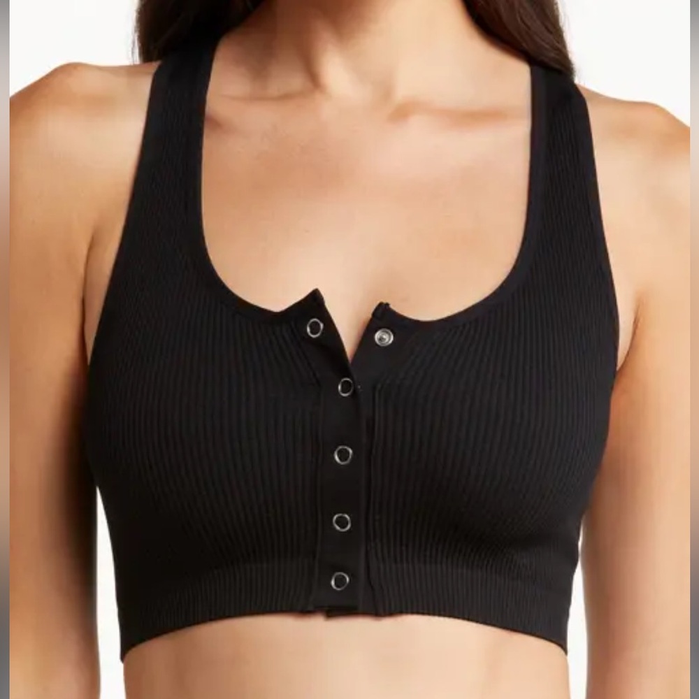 Honeydew Intimates Black Ribbed Snap-Front Bralette